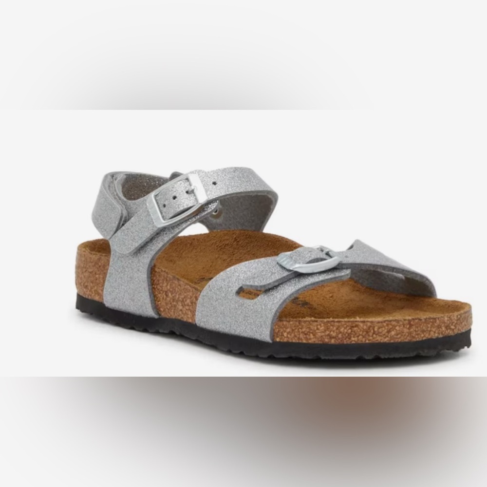 Birkenstock Kids Glittery Silver Sandals